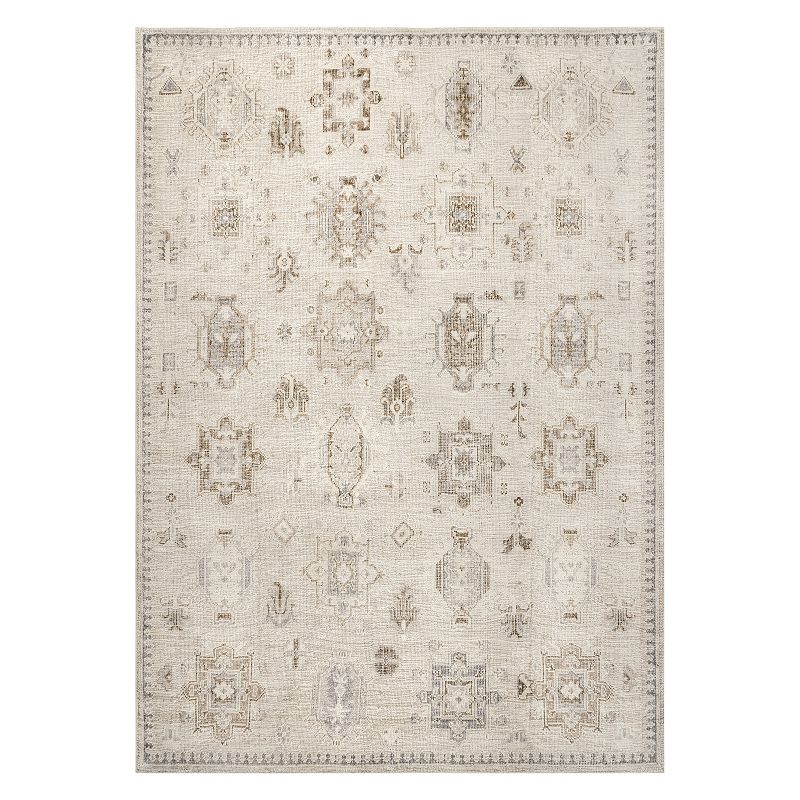 nuLOOM Krystin Machine Washable Distressed Area Rug, White, 9X12 Ft