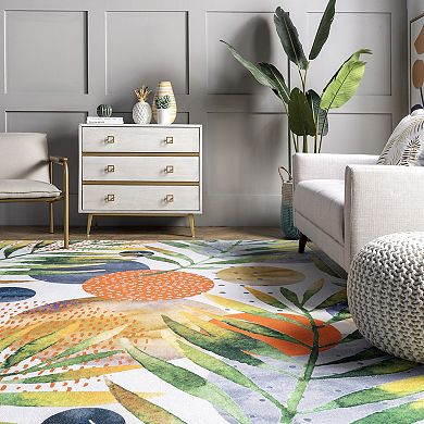 nuLOOM Amelia Machine Washable Tropical Area Rug