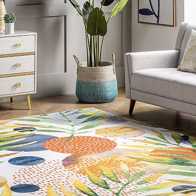 nuLOOM Amelia Machine Washable Tropical Area Rug