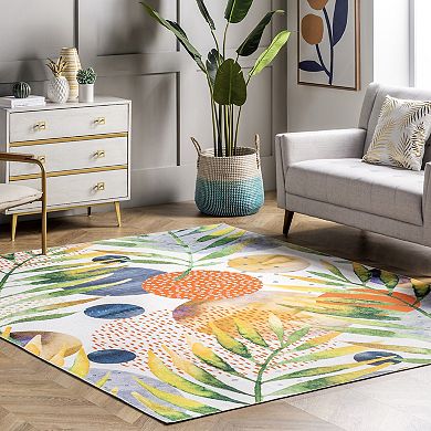 nuLOOM Amelia Machine Washable Tropical Area Rug