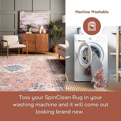 nuLOOM Eleanor Machine Washable Distressed Medallion Area Rug