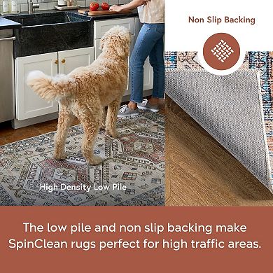 nuLOOM Eleanor Machine Washable Distressed Medallion Area Rug