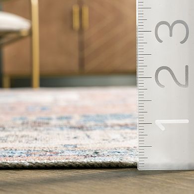 nuLOOM Eleanor Machine Washable Distressed Medallion Area Rug