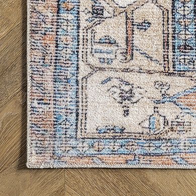 nuLOOM Eleanor Machine Washable Distressed Medallion Area Rug