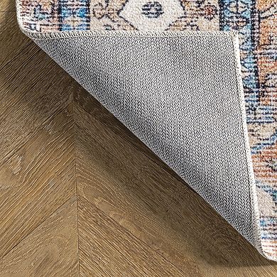 nuLOOM Eleanor Machine Washable Distressed Medallion Area Rug