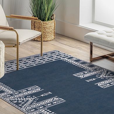 nuLOOM Joelle Machine Washable Tribal Geometric Border Area Rug