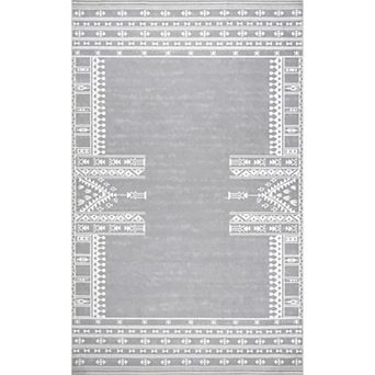 nuLOOM Joelle Machine Washable Tribal Geometric Border Area Rug