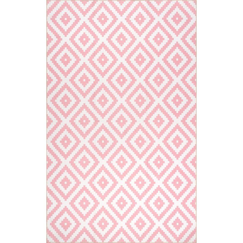 nuLOOM Kellee Machine Washable Modern Diamonds Area Rug, Pink, 8X10 Ft