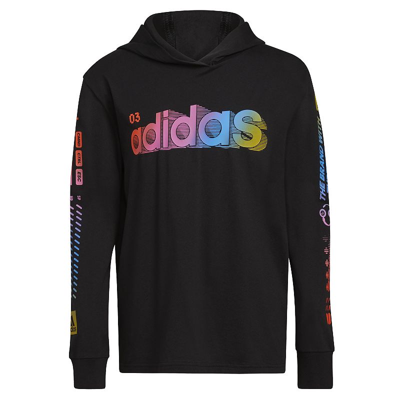 Boys 8-20 adidas Exit Game On Hooded Tee, Boys, Size: Small, Black W Team