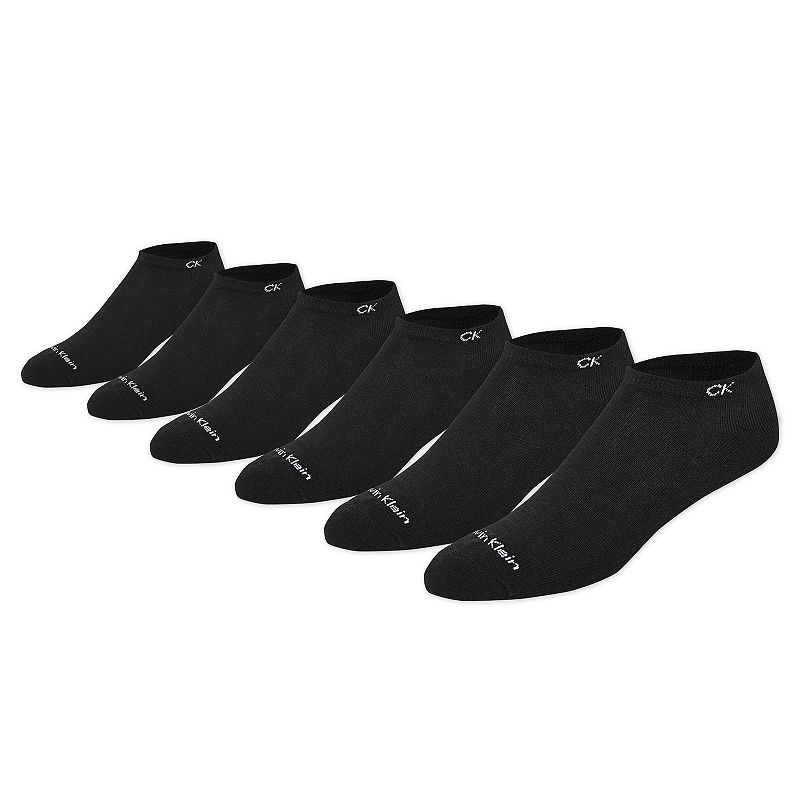 Mens Calvin Klein 6-Pack Solid Cushioned No-Show Socks, Black