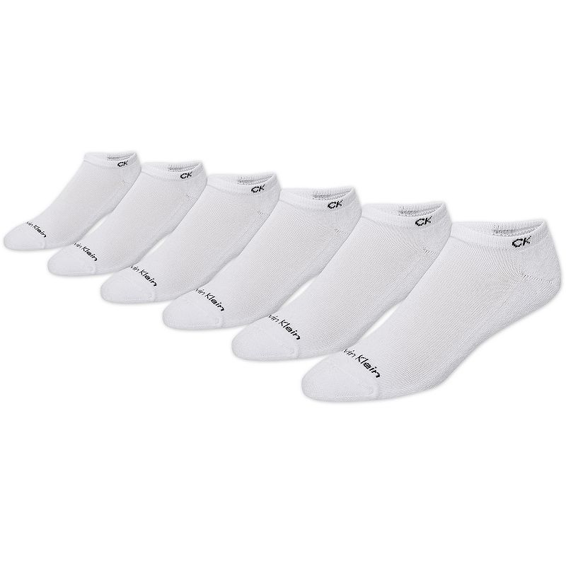Mens Calvin Klein 6-Pack Solid Cushioned No-Show Socks, White