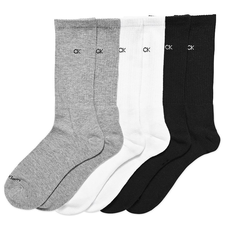 Mens Calvin Klein 6-Pack Solid Cushioned Crew Socks, Grey