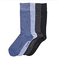4-Pack Calvin Klein Mens Flat-Knit Dress Crew Socks Deals