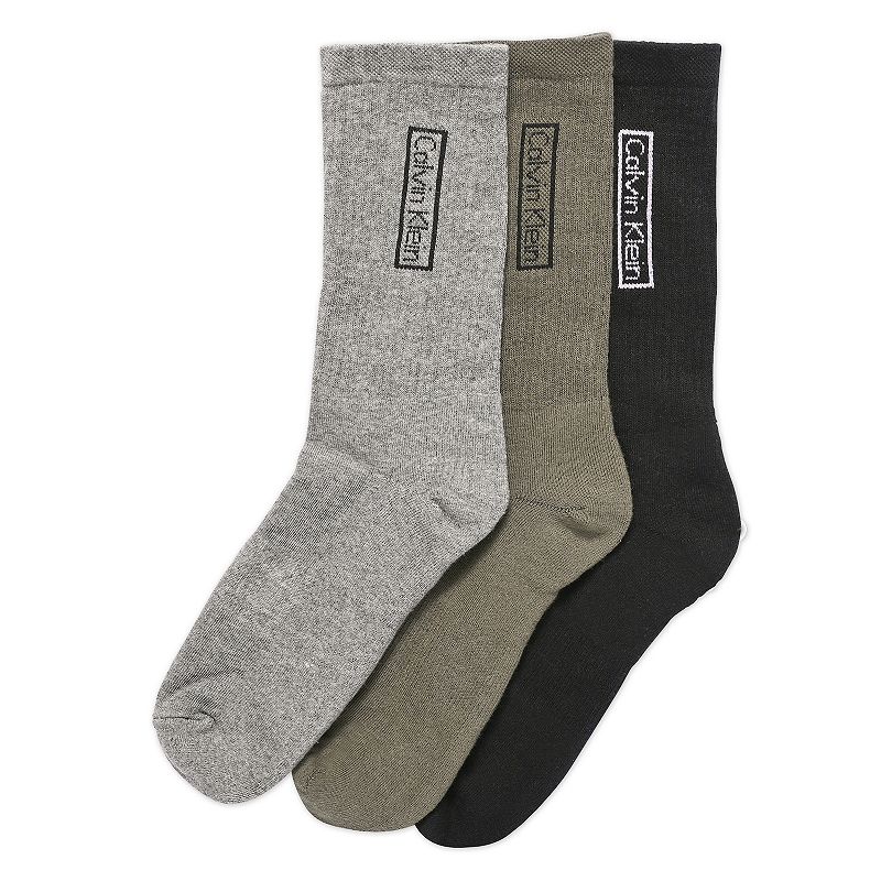 Mens Calvin Klein 3-Pack Reimagined Heritage Cushioned Crew Socks, Oxford
