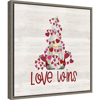 Amanti Art Valentine Gnomes VII Love Wins Framed Wall Art