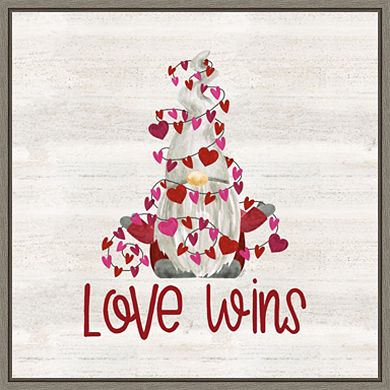 Amanti Art Valentine Gnomes VII Love Wins Framed Wall Art