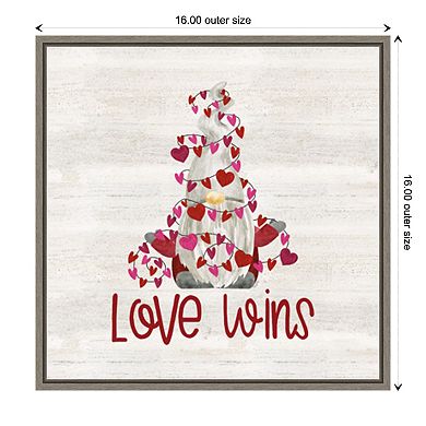 Amanti Art Valentine Gnomes VII Love Wins Framed Wall Art