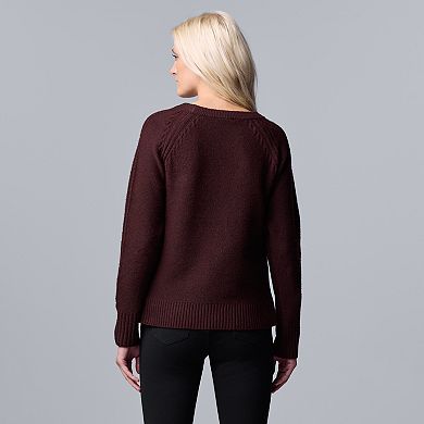 Women's Simply Vera Vera Wang Cable-Knit Crewneck Sweater
