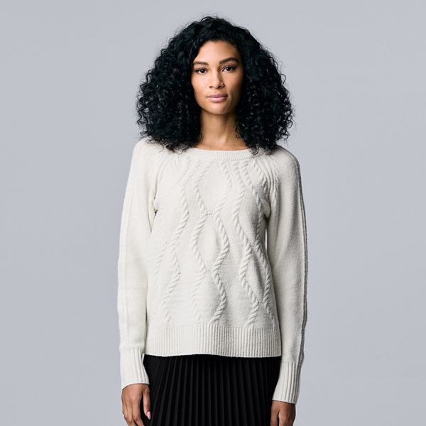 Women's Simply Vera Vera Wang Cable-Knit Crewneck Sweater