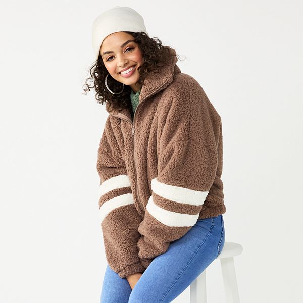 Juniors' SO® Sherpa Full Zip Jacket