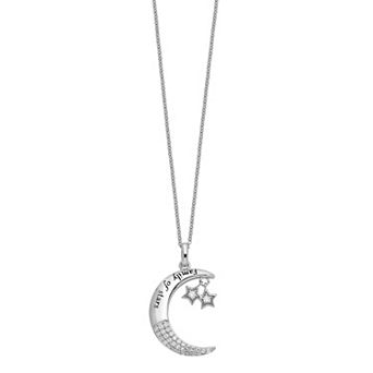Sentimental Expressions Sterling Silver Cubic Zirconia Antiqued Family Of Stars Necklace