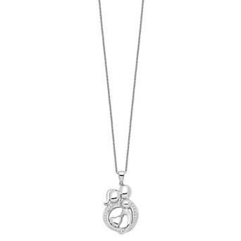 Sentimental Expressions Sterling Silver Cubic Zirconia Family of Three Gathering Necklace