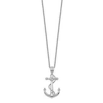 Sentimental Expressions Sterling Silver Cubic Zirconia My Mother My Anchor Necklace