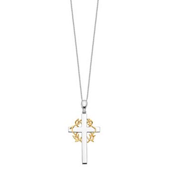 Sentimental Expressions Sterling Silver & Gold-plated No Greater Love Cross Necklace