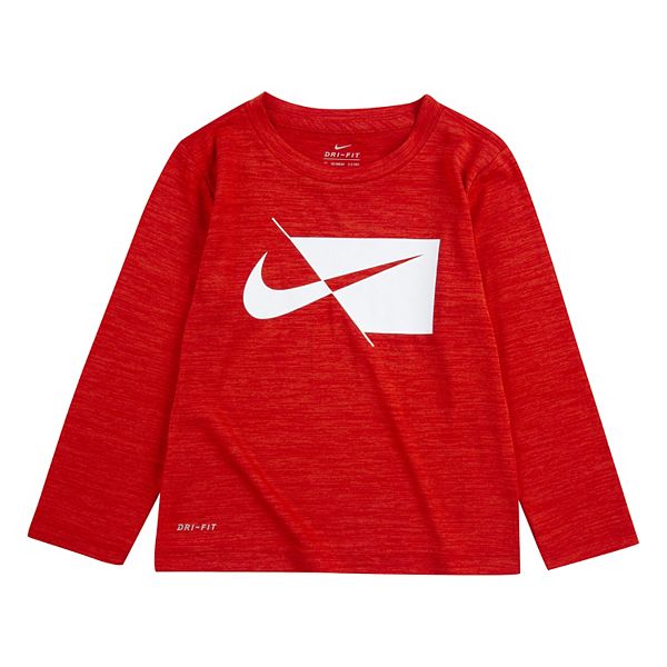 Toddler Boy Nike DriFIT Split Swoosh Long Sleeve Graphic Tee