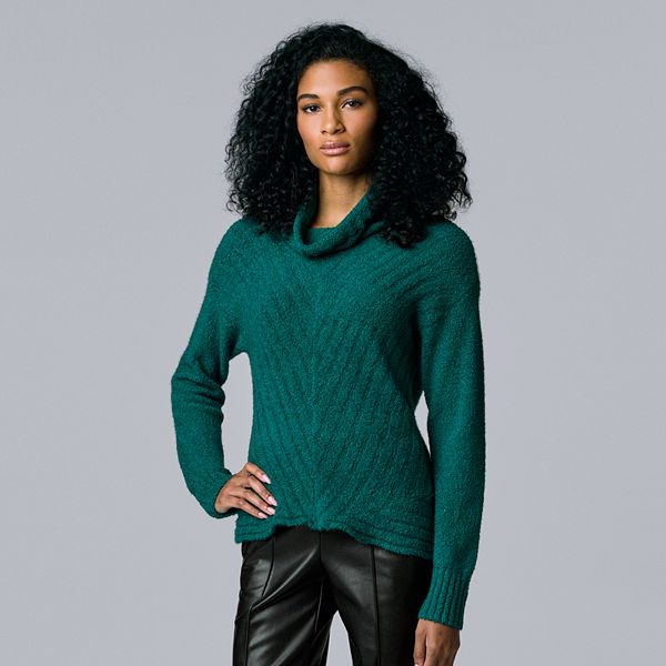 Emerald green outlet cowl neck sweater