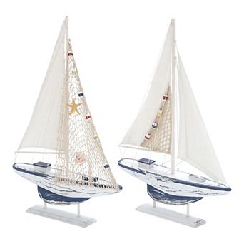 Stella & Eve Coastal Sailing Boat Sculpture Floor Decor 2 pc Set