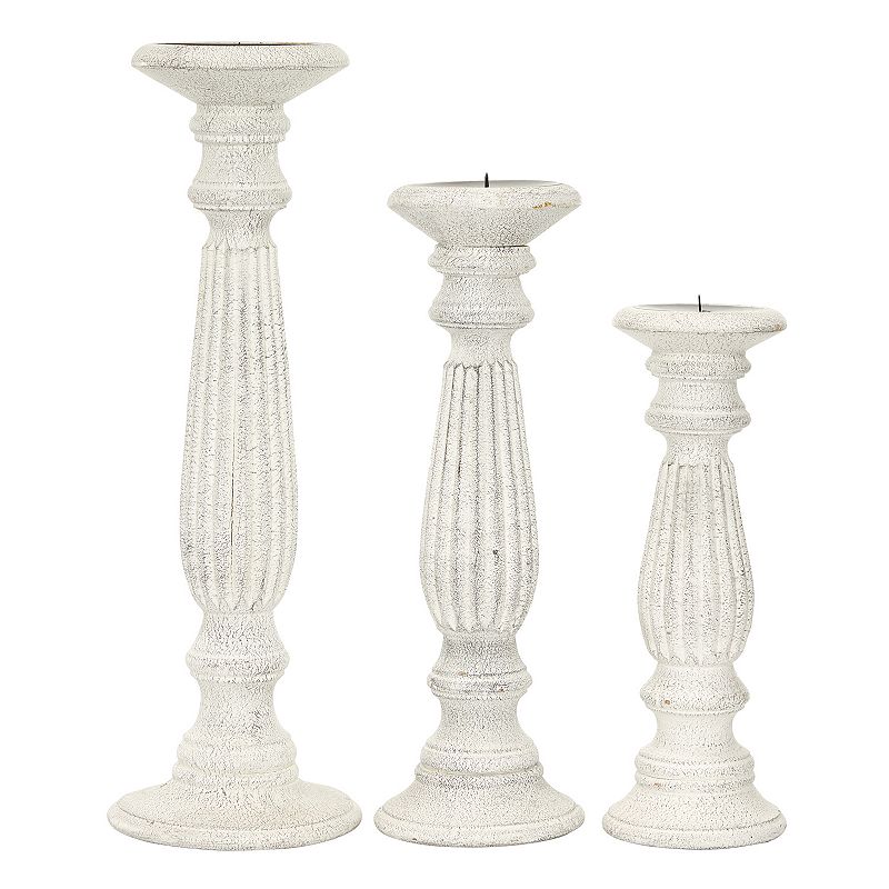 Stella & Eve Column Candle Holder 3-piece Set, White, Medium