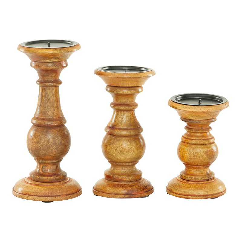 Stella & Eve Traditional Candle Holder Table Decor 3-piece Set, Brown, Smal