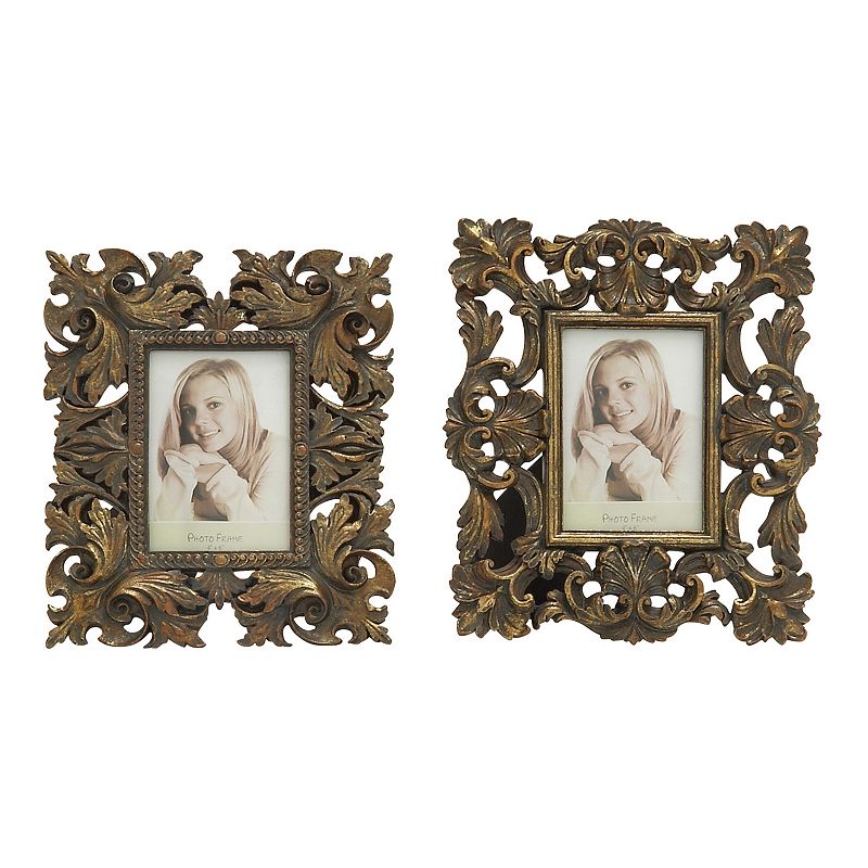 Stella & Eve Ornate Photo Frame Table Decor 2-piece Set, Beig/Green, Medium