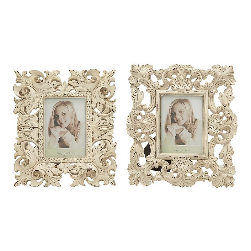 Stella & Eve Ornate Photo Frame Table Decor 2-piece Set, White, Medium