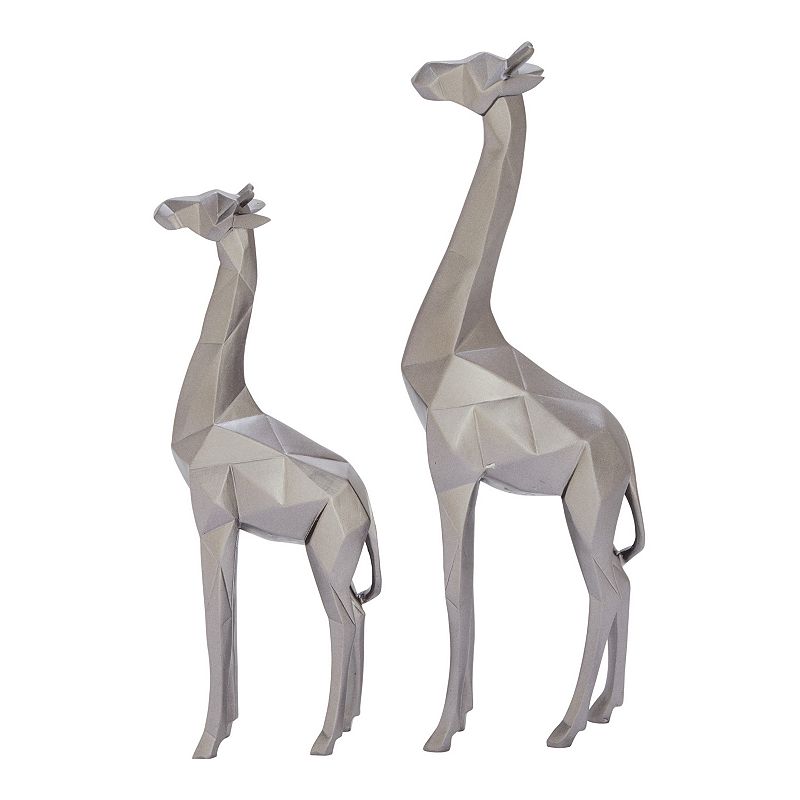 CosmoLiving Metallic Giraffe Statue Floor Decor 2-piece Set, Grey, Medium