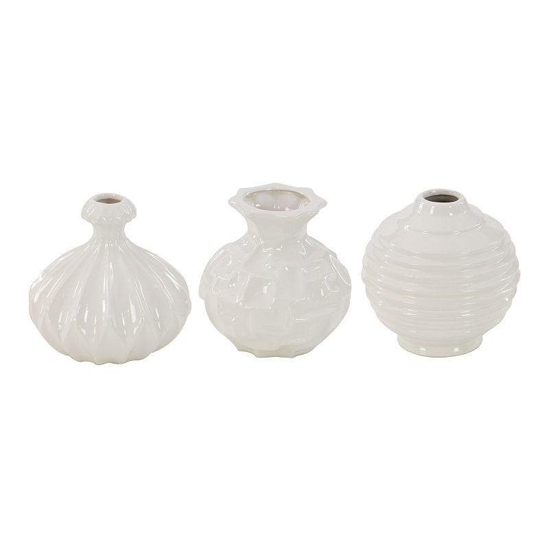 Stella & Eve Modern Short Decorative Vase Table Decor 3-piece Set, White, S