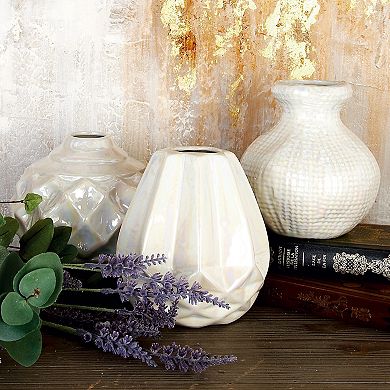 CosmoLiving Glossy Decorative Short Vase Table Decor 3-piece Set