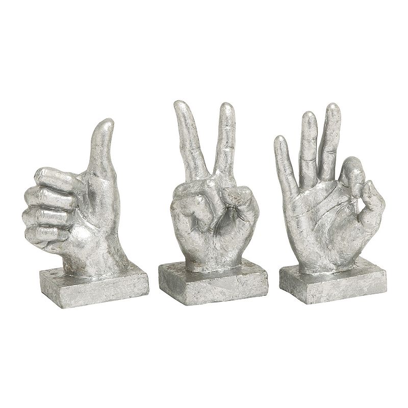 CosmoLiving Hand Sculpture Table Decor 3-piece Set, Grey, Small