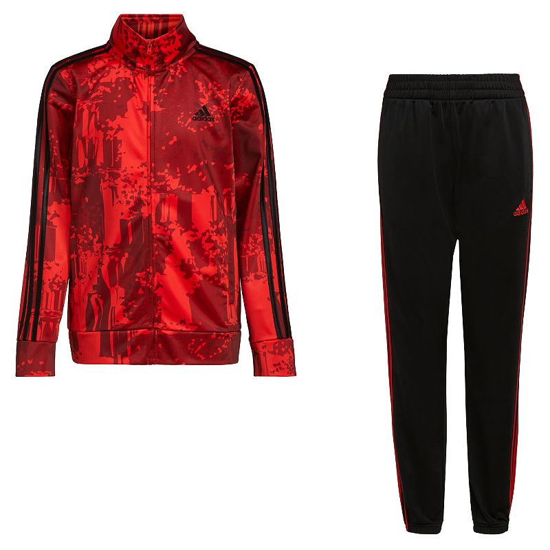 Boys 8-20 adidas Printed Tricot Tracksuit Set, Boys, Size: Large, Brt Red