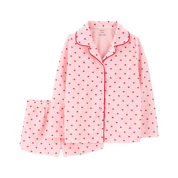 Girls 4 14 Carter s Heart Button Top Bottoms Pajama Set