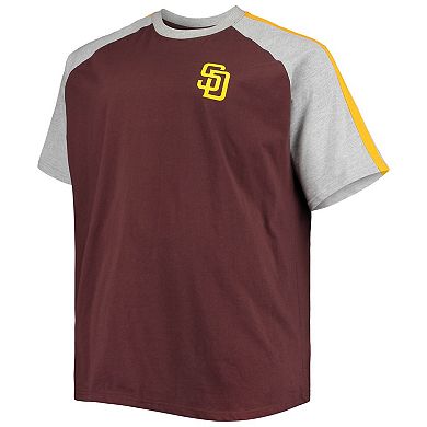 Men's Brown/Heathered Gray San Diego Padres Big & Tall Circular Raglan T-Shirt