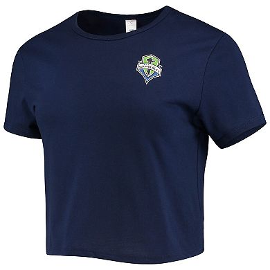 Women's ZooZatz Navy Seattle Sounders FC Solid Cropped T-Shirt