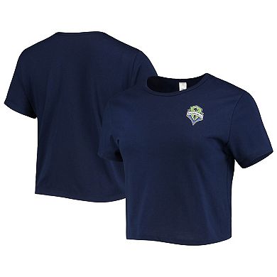 Women's ZooZatz Navy Seattle Sounders FC Solid Cropped T-Shirt