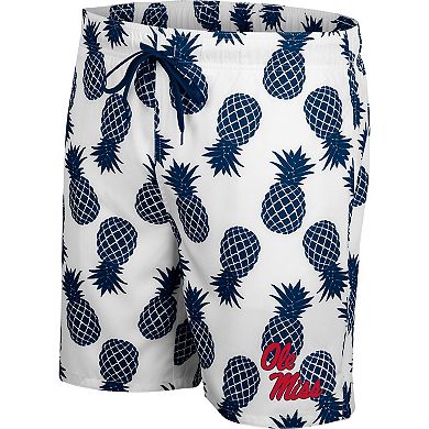 Men's Colosseum White/Navy Ole Miss Rebels Pineapple Swim Shorts