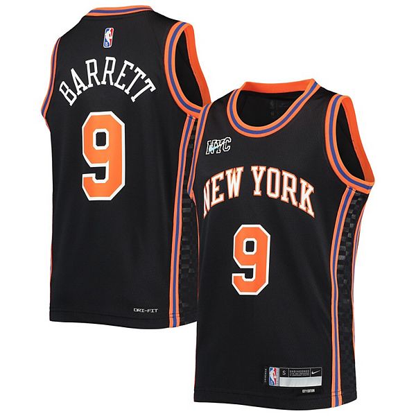 Nike Men's New York Knicks RJ Barrett #9 Blue Dri-Fit Swingman Jersey, Large