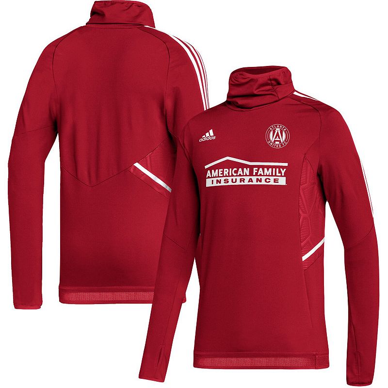 Mens adidas Red Atlanta United FC COLD.RDY Raglan Warmup Pullover Jacket, 