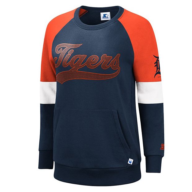 Women's Starter Navy/Orange Detroit Tigers Playmaker Raglan Pullover  Sweatshirt