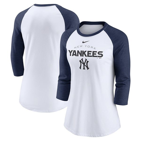 Touch Women's Navy, White New York Yankees Shortstop Ombre Raglan V-Neck T-Shirt - Navy, White