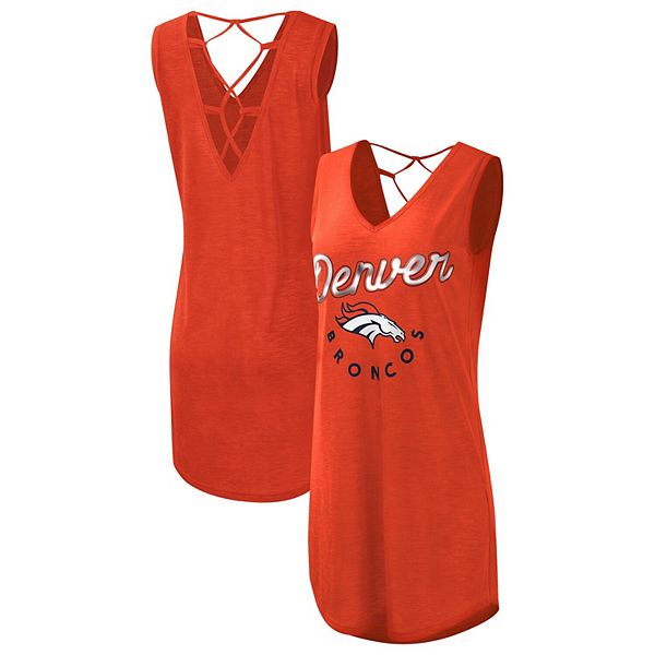 Women's G-III 4Her by Carl Banks Orange Denver Broncos Game Time Swim  V-Neck Cover-Up Dress